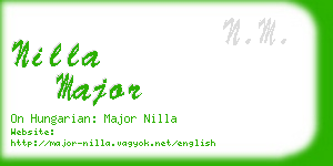 nilla major business card